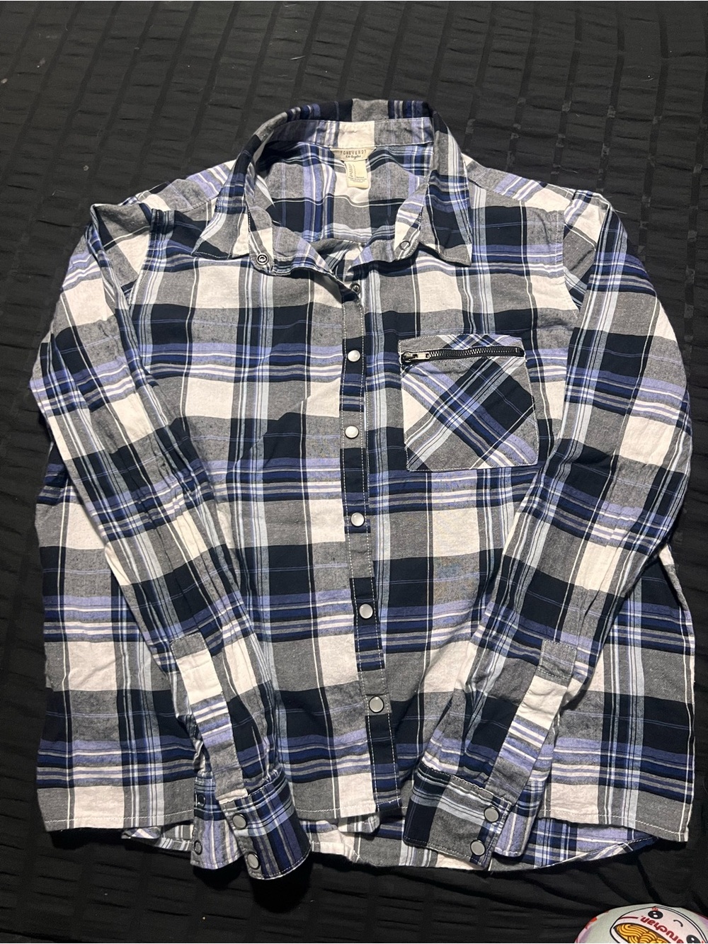 Women’s Blue Plaid Button-Up Shirt